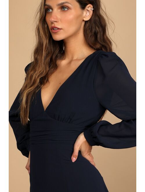 Lulus Love You So Navy Long Sleeve Maxi Dress