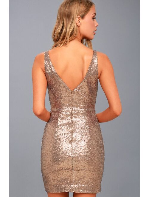 Lulus Champagne Showers Matte Bronze Sequin Bodycon Dress