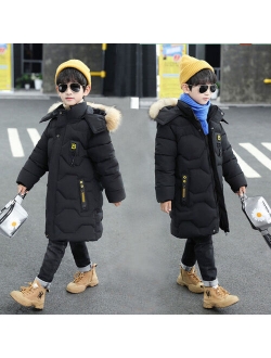 -30 Degree Boys Winter Jacket 2021 New Children's Foreign Style Padded Clothes 12 Year Hooded Coat Thicken Outerwear Kids Parka