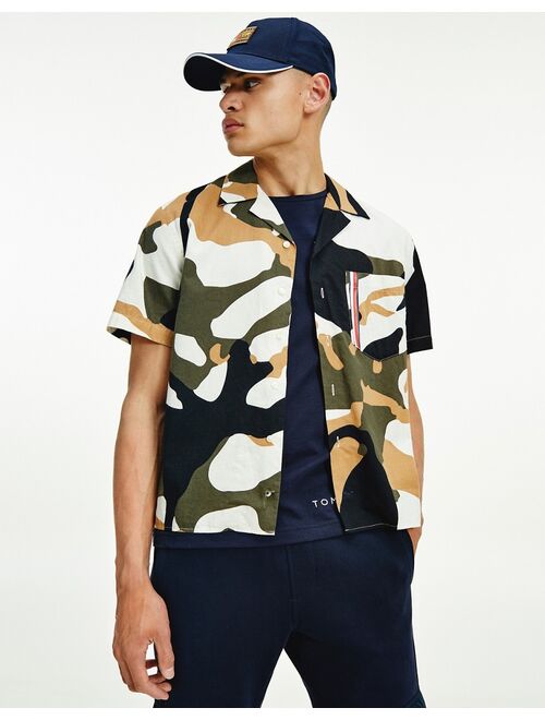 Tommy Hilfiger floral camo print short sleeve shirt in multi