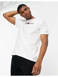 Tommy Jeans straight script embroided logo t-shirt in white