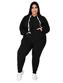 Tycorwd Women's Plus Size Two Piece Outfits Sweatsuits Sets Long Sleeve Loungewear Tracksuit Sets