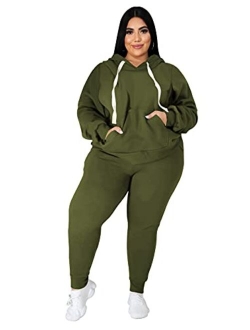 Tycorwd Women's Plus Size Two Piece Outfits Sweatsuits Sets Long Sleeve Loungewear Tracksuit Sets