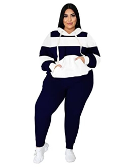 Tycorwd Women's Plus Size Two Piece Outfits Sweatsuits Sets Long Sleeve Loungewear Tracksuit Sets