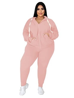 Tycorwd Women's Plus Size Two Piece Outfits Sweatsuits Sets Long Sleeve Loungewear Tracksuit Sets