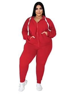 Tycorwd Women's Plus Size Two Piece Outfits Sweatsuits Sets Long Sleeve Loungewear Tracksuit Sets