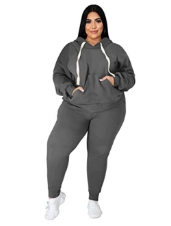 Tycorwd Women's Plus Size Two Piece Outfits Sweatsuits Sets Long Sleeve Loungewear Tracksuit Sets