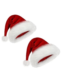 Christmas Hat, Santa Hat, Xmas Holiday Hat for Unisex Adults, Extra Thicken Classic Fur for New Year Festival Party Supplies