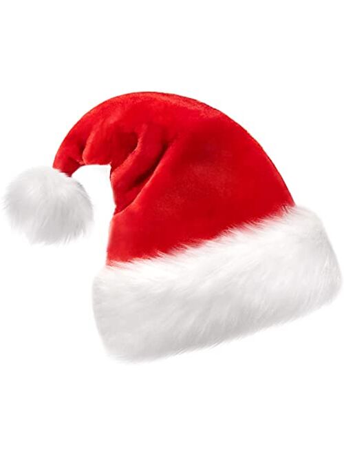 Christmas Hat, Santa Hat, Xmas Holiday Hat for Unisex Adults, Extra Thicken Classic Fur for Christmas New Year Festive Holiday Party Supplies