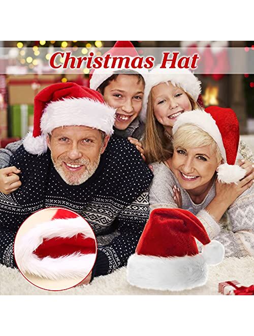 Christmas Santa Hat Red Xmas Unisex Hats Adults Velvet Fabric Santa Hat New Year Festive Holiday Party Supplies