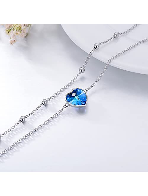 TOUPOP Ankle Bracelets for Women s925 Sterling Silver Crystal Anklet Jewelry Gifts for Women Mom Daughter Sister Wife Girlfriend Birthday Christmas