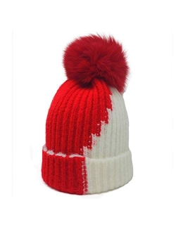 ba knife Kids/Adult Knitted Cozy Warm Winter Snowboarding Ski Hat with Faux Fur Pom Pom Slouchy Beanie Bobble Cute Skull Hat