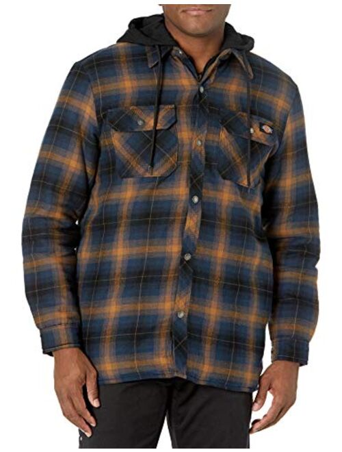 Dickies Men's Relaxed Fleece Hooded Flannel Shirt Jacket