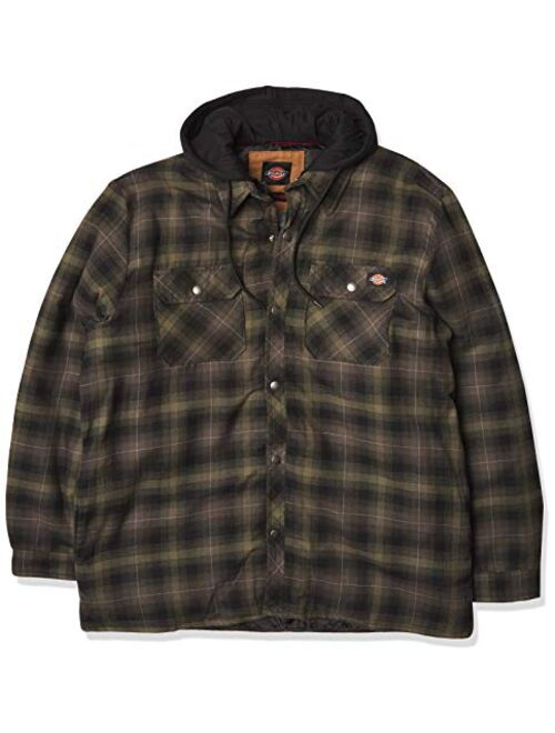 Dickies Men's Relaxed Fleece Hooded Flannel Shirt Jacket