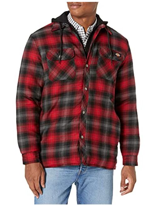 Dickies Men's Relaxed Fleece Hooded Flannel Shirt Jacket