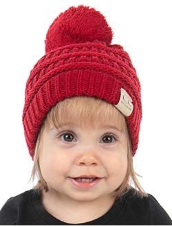 Funky Junque Exclusives Beanie Child Toddler Warm Winter Kids Skull Cap Pom Hat
