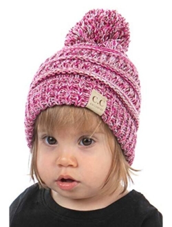 Funky Junque Exclusives Beanie Child Toddler Warm Winter Kids Skull Cap Pom Hat