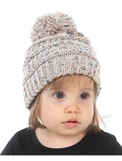 Funky Junque Exclusives Beanie Child Toddler Warm Winter Kids Skull Cap Pom Hat