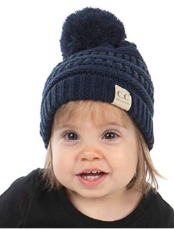 Funky Junque Exclusives Beanie Child Toddler Warm Winter Kids Skull Cap Pom Hat