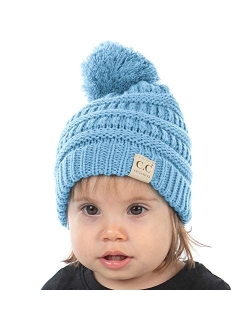 Funky Junque Exclusives Beanie Child Toddler Warm Winter Kids Skull Cap Pom Hat