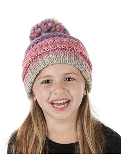 Funky Junque Exclusives Beanie Child Toddler Warm Winter Kids Skull Cap Pom Hat