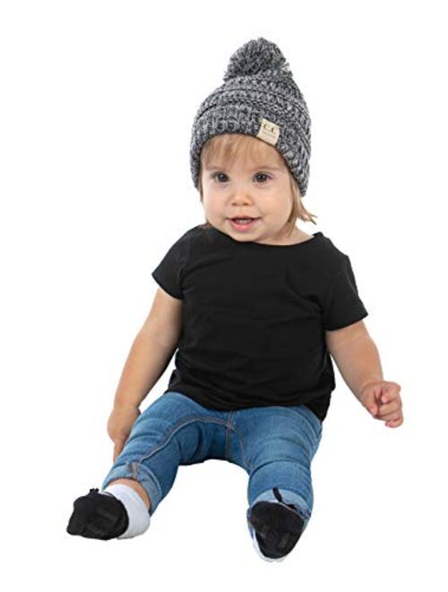 Funky Junque Exclusives Beanie Child Toddler Warm Winter Kids Skull Cap Pom Hat