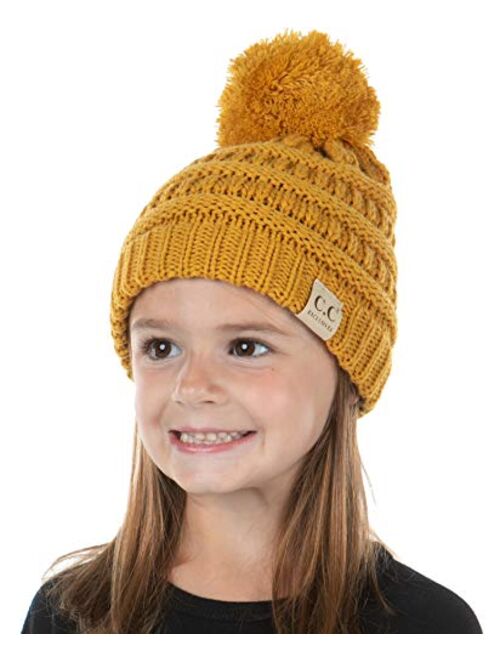 Funky Junque Exclusives Beanie Child Toddler Warm Winter Kids Skull Cap Pom Hat