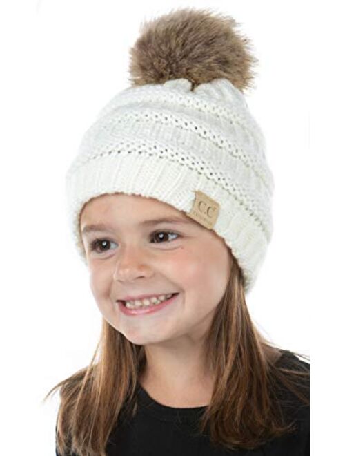 Funky Junque Exclusives Beanie Child Toddler Warm Winter Kids Skull Cap Pom Hat