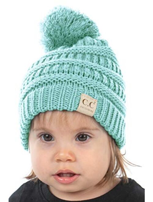 Funky Junque Exclusives Beanie Child Toddler Warm Winter Kids Skull Cap Pom Hat