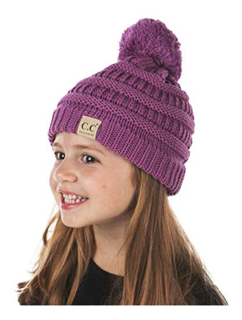 Funky Junque Exclusives Beanie Child Toddler Warm Winter Kids Skull Cap Pom Hat