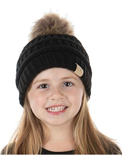 Funky Junque Exclusives Beanie Child Toddler Warm Winter Kids Skull Cap Pom Hat