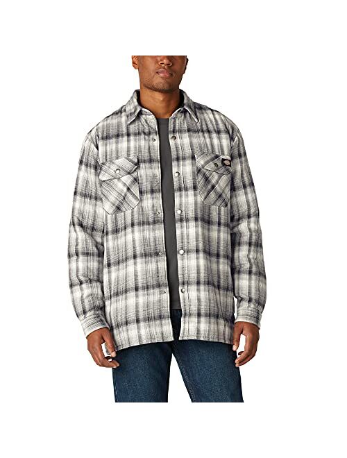 Dickies Men's Sherpa Lined Flannel Shirt Jacket with Hydroshield