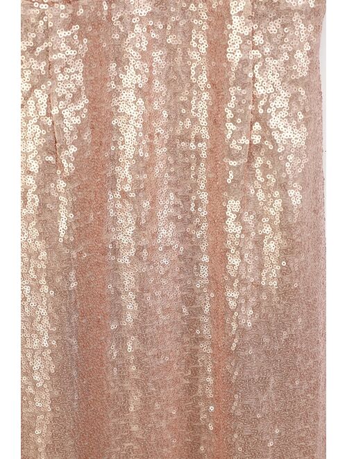 Lulus Spectacular Moment Rose Gold Mermaid Maxi Dress