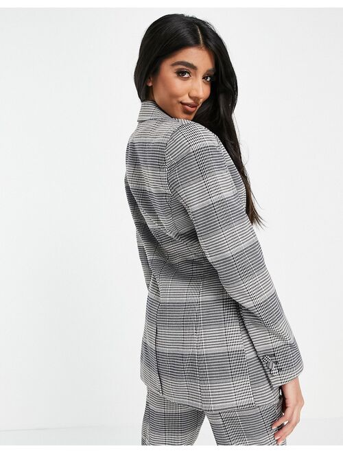 Asos Design premium moulded hip suit blazer in check