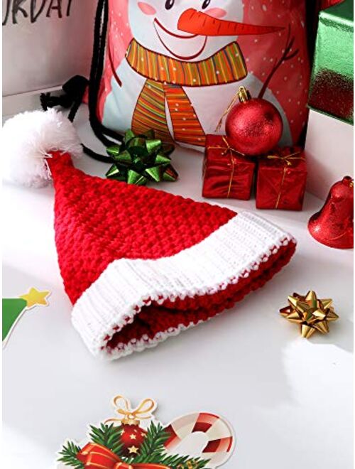 Sumind 2 Pieces Santa Hat Christmas Red and White Knitted Christmas Caps Winter Hat Xmas Hats