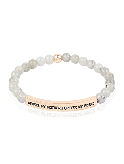 Riah Fashion Inspirational Quote Message Prayer Beaded Bracelet - Christian Bible Cuff Blessed, Faith, Love, Hope Natural Stone Bead Stretch Bangle