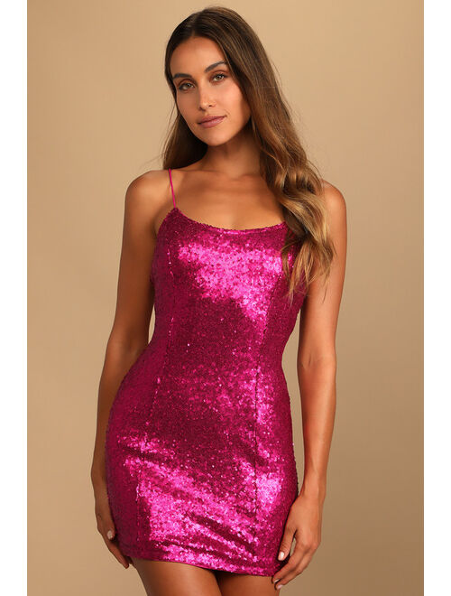 Lulus Bring It Rose Gold Sequin Bodycon Mini Dress