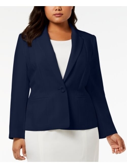 Plus Size Crepe One-Button Blazer