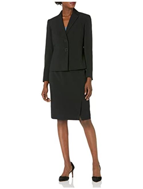 Kasper Women's Crepe Two Button Jacket with Multi Seams and Side Slit Skirt