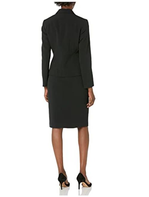 Kasper Women's Crepe Two Button Jacket with Multi Seams and Side Slit Skirt