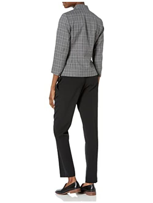 Kasper Women's Windowpane Six Buttons Jacket and Slim Pant