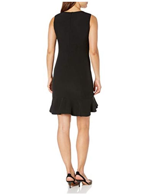 Kasper Women's Sleeveless Stretch Crepe Dress with Bottom Scallop Detail