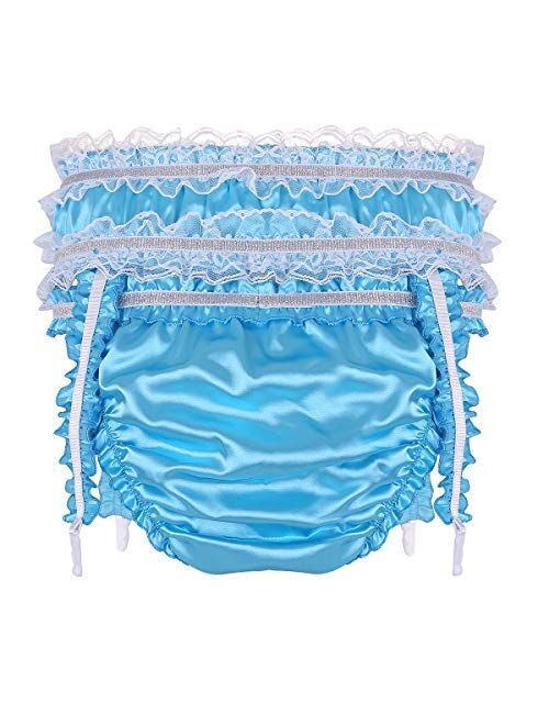 Buy Haitryli Mens Sissy Shiny Satin Ruffled Crossdress Low Rise Bikini Briefs Lingerie Underwear 1750