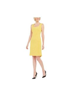 Women's Sleeveless Square Neck Sheath Dress with Back Detail