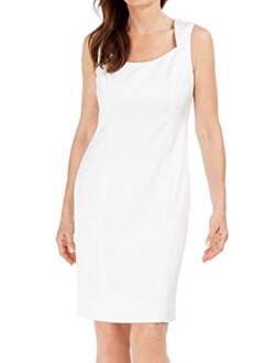 Women's Cap Sleeve Square Neck Stretch Jacquard Sheath Dress