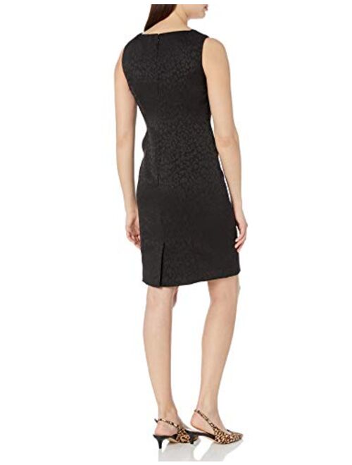 Kasper Women's Cap Sleeve Square Neck Stretch Jacquard Sheath Dress