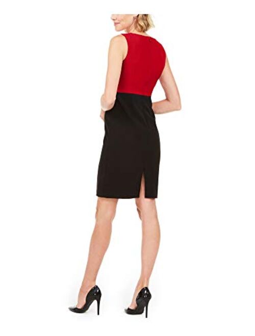 Kasper Women's Sleeveless Jewel Neck Sheath Dress with Key Hole Detail