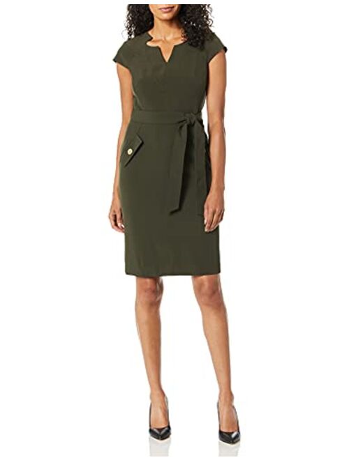 Kasper Women's Stetch Crepe Belted Waist Dress