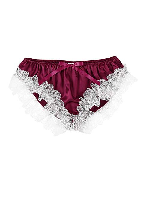 Buy Msemis Sissy Panties Men Satin Lace Frilly Ruffled Bikini Briefs Crossdress Lingerie Pajamas