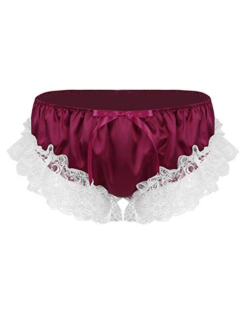 Buy Msemis Sissy Panties Men Satin Lace Frilly Ruffled Bikini Briefs Crossdress Lingerie Pajamas 3293